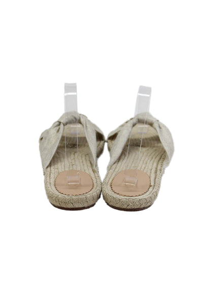 J Crew Womens Metallic Knotted Detail Espadrille Flip Flops Beige Size 10.5