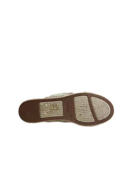 J Crew Womens Metallic Knotted Detail Espadrille Flip Flops Beige Size 10.5