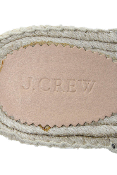 J Crew Womens Metallic Knotted Detail Espadrille Flip Flops Beige Size 10.5