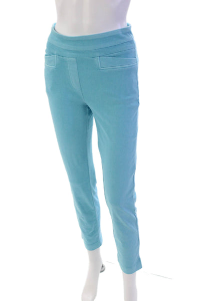 Renuar Womens Cotton Blend Mid-Rise Pull On Straight Leg Pants Sky Blue Size 0