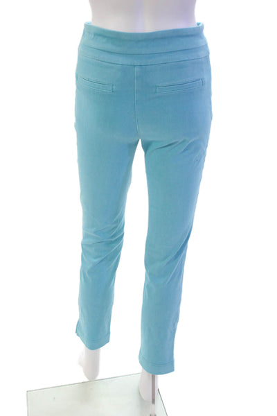 Renuar Womens Cotton Blend Mid-Rise Pull On Straight Leg Pants Sky Blue Size 0