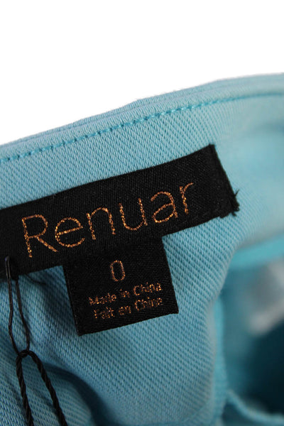 Renuar Womens Cotton Blend Mid-Rise Pull On Straight Leg Pants Sky Blue Size 0