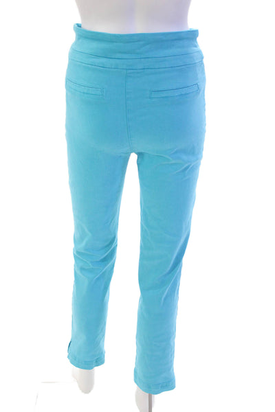 Renuar Womens Cotton Blend Mid-Rise Pull On Straight Leg Pants Blue Size 0