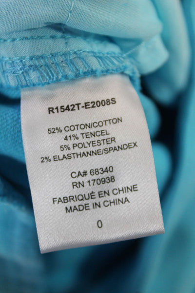 Renuar Womens Cotton Blend Mid-Rise Pull On Straight Leg Pants Blue Size 0