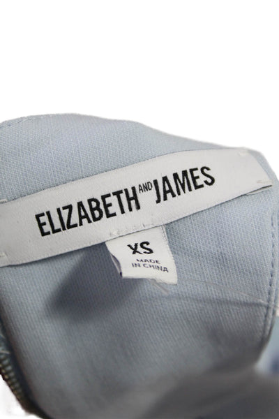 Elizabeth and James Womens Back Zip Crew Neck Crop Top Blue Size Extra Small