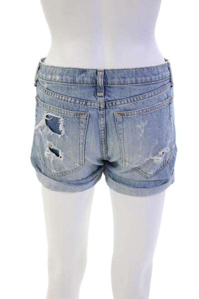 Rag & Bone Jean Womens Zipper Fly Distressed Cuffed Denim Shorts Blue Size 24