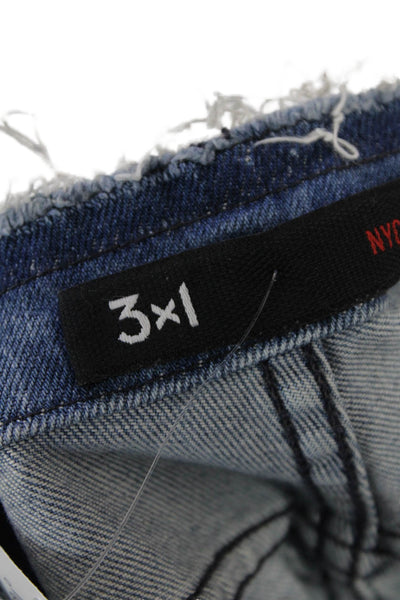 3x1 NYC Womens Button Fly Distressed Fringe Denim Shorts Blue Size 24