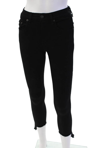 Rag & Bone Jean Womens Zipper Fly Mid Rise 10" Capri Jeans Black Denim Size 23