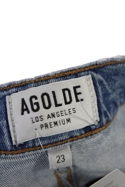 Agolde Womens Zipper Fly Mid Rise Distressed Skinny Crop Jeans Blue Size 23