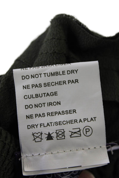Muche Et Muchette Womens Smocked Waistband Lace Trim Skirt Olive Green One Size