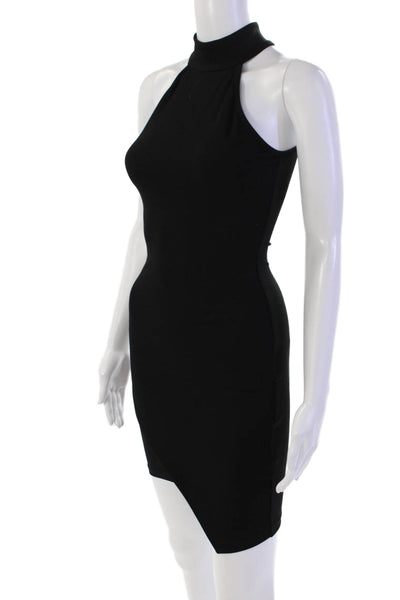 Superdown Womens Back Zip Sleeveless High Neck Mini Sheath Dress Black Size 2XS