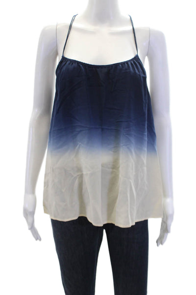 Madewell Womens Silk Ombre Print Spaghetti Strap Tank Blouse Blue Size 2