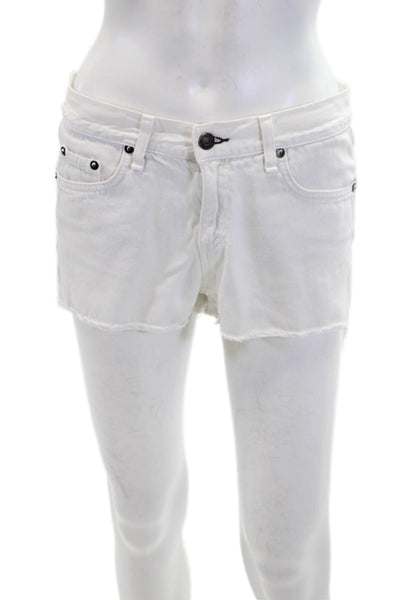 Rag & Bone Womens Cotton Cut-Off Zip Fly Denim Mini Shorts White Size 26