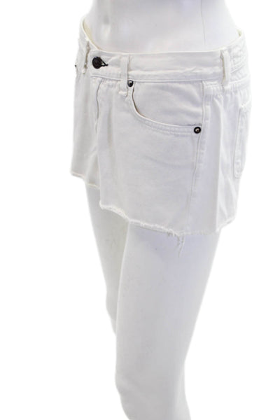 Rag & Bone Womens Cotton Cut-Off Zip Fly Denim Mini Shorts White Size 26