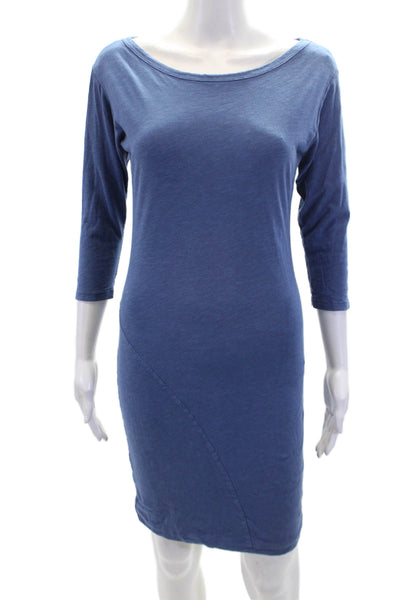 Sundry Womens Cotton Pullover Round Neck Short Sleeve T-Shirt Dress Blue Size 1