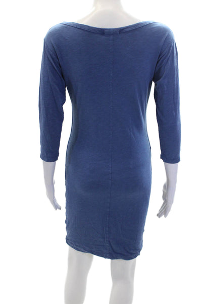 Sundry Womens Cotton Pullover Round Neck Short Sleeve T-Shirt Dress Blue Size 1