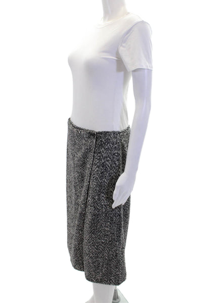 Theory Womens Tweed Wool Blend Button Straight Pencil Skirt Black Size 6