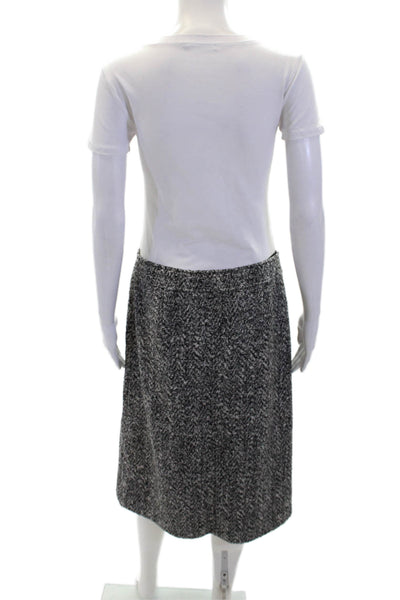 Theory Womens Tweed Wool Blend Button Straight Pencil Skirt Black Size 6