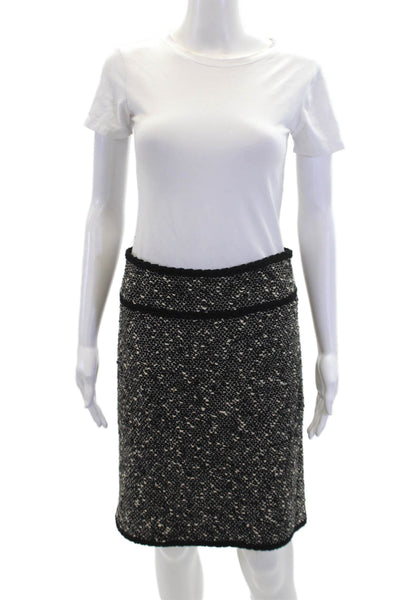 Nanette Lepore Womens Tweed Straight Zip Back Pencil Skirt Black Size 2