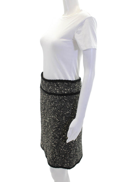 Nanette Lepore Womens Tweed Straight Zip Back Pencil Skirt Black Size 2