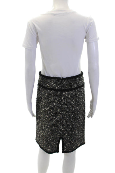 Nanette Lepore Womens Tweed Straight Zip Back Pencil Skirt Black Size 2