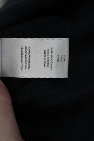 Rails Womens Linen Pocketed Long Sleeve Button Down Top Dark Blue Size S