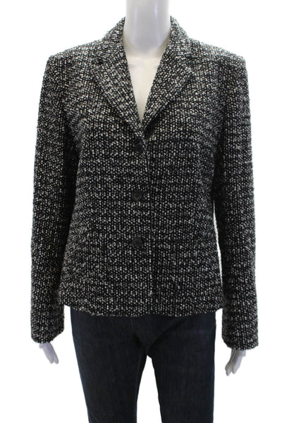 Bernard Zins Womens Wool Woven Three Buttoned Pocketed Jacket Black Size 14