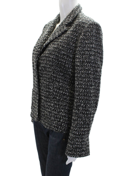 Bernard Zins Womens Wool Woven Three Buttoned Pocketed Jacket Black Size 14