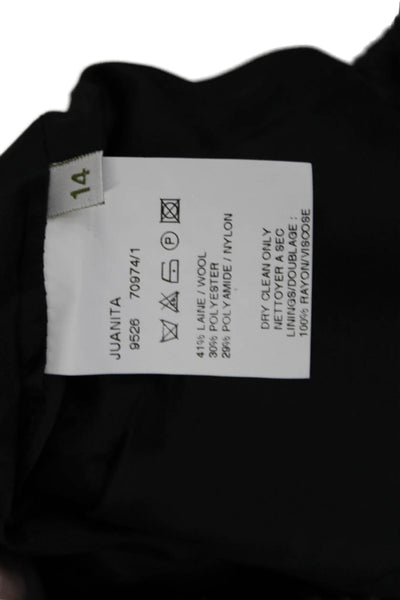 Bernard Zins Womens Wool Woven Three Buttoned Pocketed Jacket Black Size 14