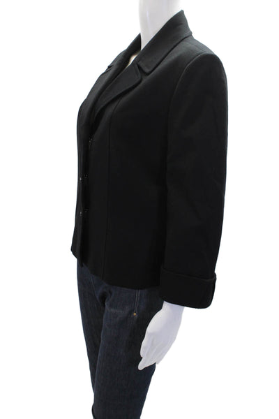 Tahari Womens Notched Collar Latch Closure Detail Jacket Solid Black Size 14