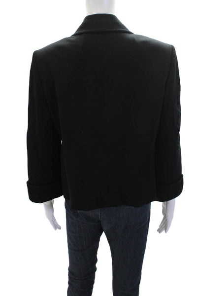 Tahari Womens Notched Collar Latch Closure Detail Jacket Solid Black Size 14