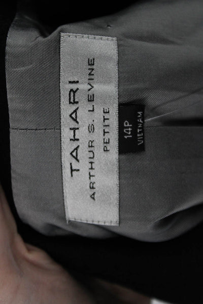 Tahari Womens Notched Collar Latch Closure Detail Jacket Solid Black Size 14