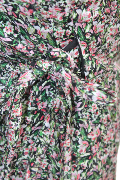 Intermix Women's Short Sleeves V-Neck Ruffle Wrap Mini Dress Floral Size 0