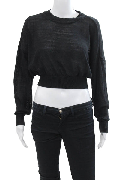 Madewell Women's Long Sleeves Pullover Ribbed Hem Sweater Black Size M