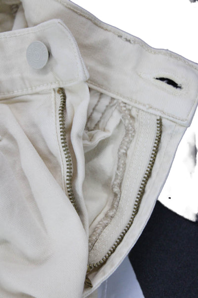 Mother Womens High Waisted Rascal Ankle Fray Skinny Jeans Cream Size 24