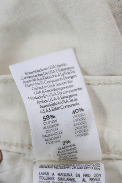 Mother Womens High Waisted Rascal Ankle Fray Skinny Jeans Cream Size 24