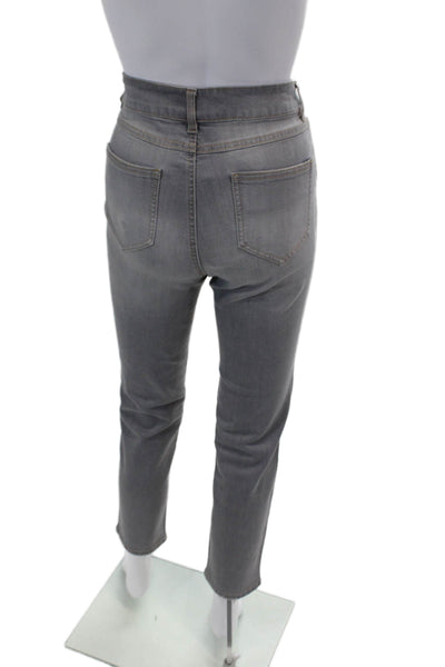 Renuar Womens Cotton Blend Crystal Detail High-Rise Skinny Jeans Gray Size 14