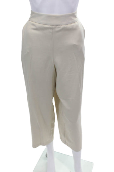 Drew Womens Stretch High-Waisted Casual Wide-Leg Pants Solid Beige Size M