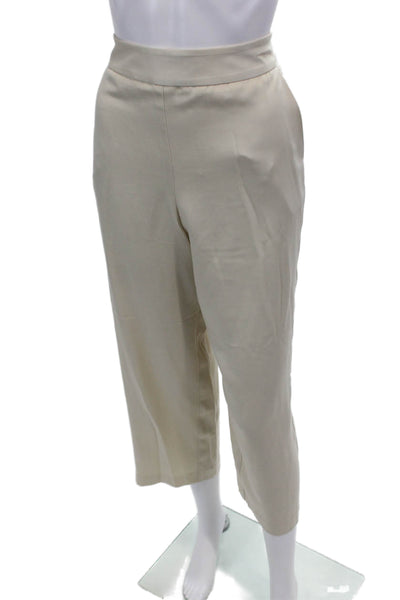Drew Womens Stretch High-Waisted Casual Wide-Leg Pants Solid Beige Size M