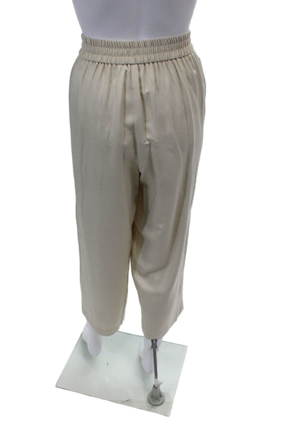 Drew Womens Stretch High-Waisted Casual Wide-Leg Pants Solid Beige Size M