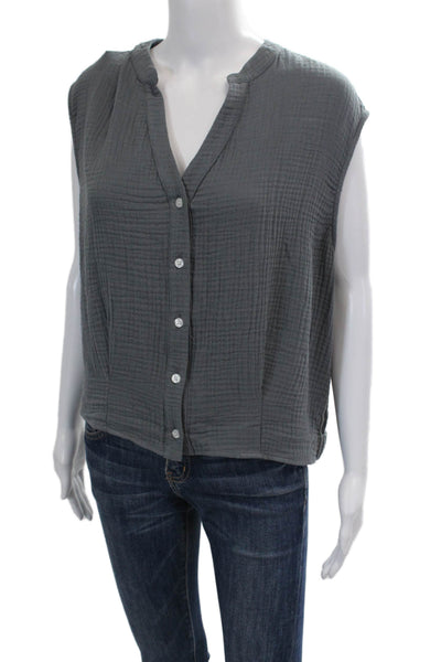 Drew Womens Montana Sleeveless Y-Neck Button-Down Tank Top Gray Size L
