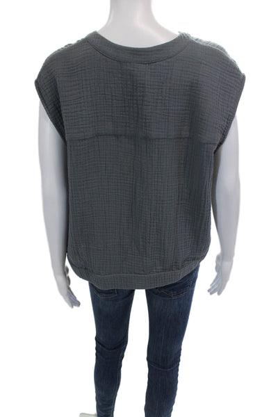 Drew Womens Montana Sleeveless Y-Neck Button-Down Tank Top Gray Size L