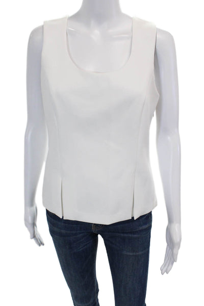 Drew Womens Amira Scoop Neck Sleeveless Zippered Blouse Top White Size M
