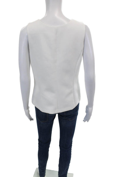 Drew Womens Amira Scoop Neck Sleeveless Zippered Blouse Top White Size M