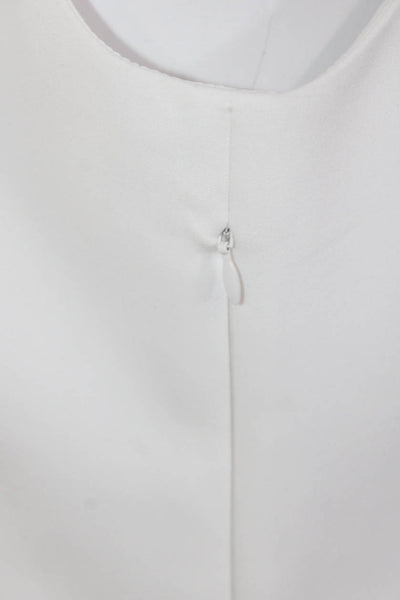 Drew Womens Amira Scoop Neck Sleeveless Zippered Blouse Top White Size M