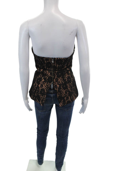 Cami NYC Womens Cotton Floral Strapless Sleeveless Corset Top Black Size 0