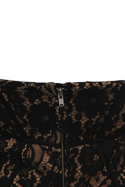 Cami NYC Womens Cotton Floral Strapless Sleeveless Corset Top Black Size 0