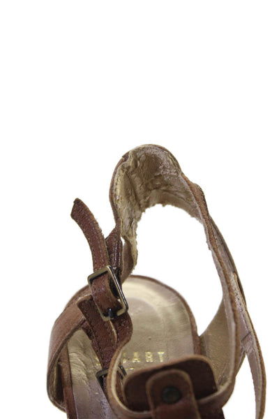 Stuart Weitzman Womens Leather Strappy Platform High Heels Brown Size 6.5