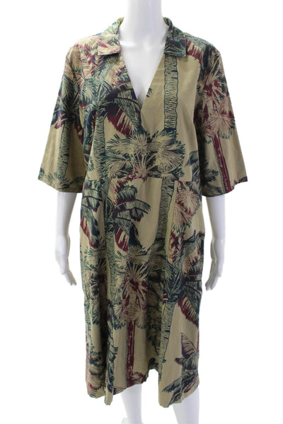 Emporio Sirenuse Womens Floral Print V-Neck Collared Dress Multicolor Size  L