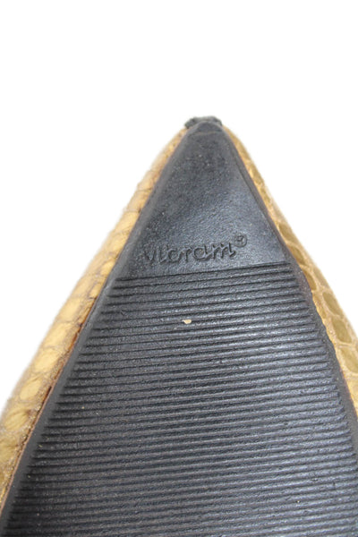 Brian Atwood Womens Leather Pointed Toe Studded Detail Flats Gold Size 8.5